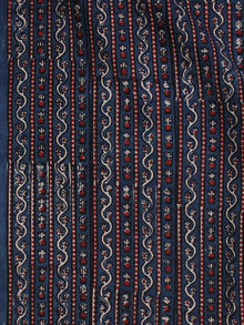 Indigo Ivory Red Ajrakh Hand Block Printed Cotton Fabric Per Meter - F003F2124