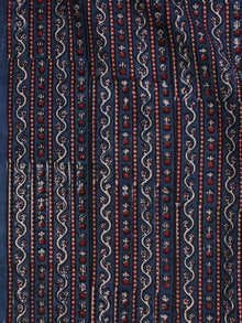 Indigo Ivory Red Ajrakh Hand Block Printed Cotton Fabric Per Meter - F003F2124