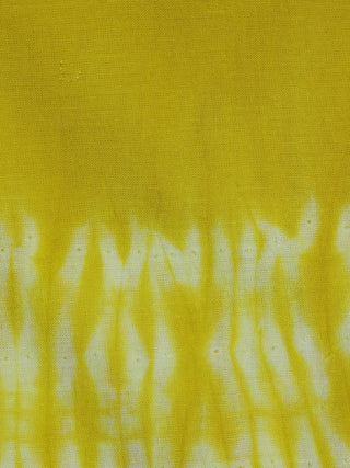 Yellow White Hand Block Printed Shibori Cotton Cambric Fabric Per Meter - F0916269