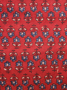 Red Blue Yellow Black Ajrakh Hand Block Printed Cotton Blouse Fabric - BPA094