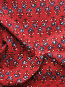 Red Blue Yellow Black Ajrakh Hand Block Printed Cotton Blouse Fabric - BPA094