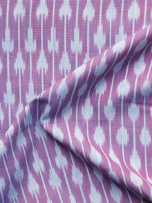 Pink White Pochampally Hand Weaved Ikat Mercerised Fabric Per Meter - F003F1284