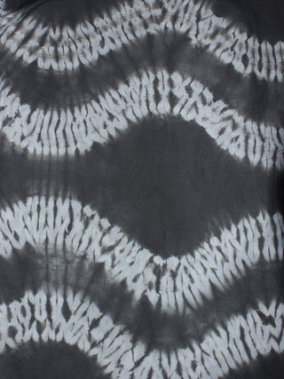 Black White Hand Block Printed Shibori Cotton Cambric Fabric Per Meter - F0916278