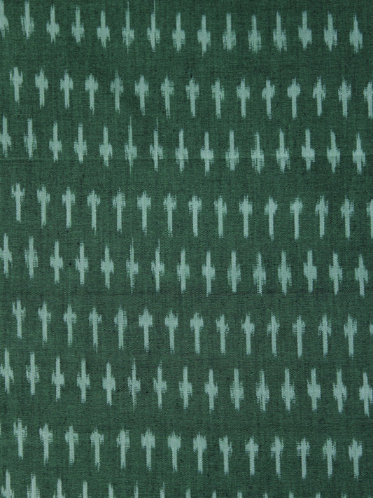 Dark Green  Pochampally Hand Weaved Ikat Mercerised Fabric Per Meter - F003F1281