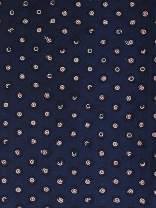 Indigo Ivory Red Ajrakh Hand Block Printed Cotton Fabric Per Meter - F003F2123