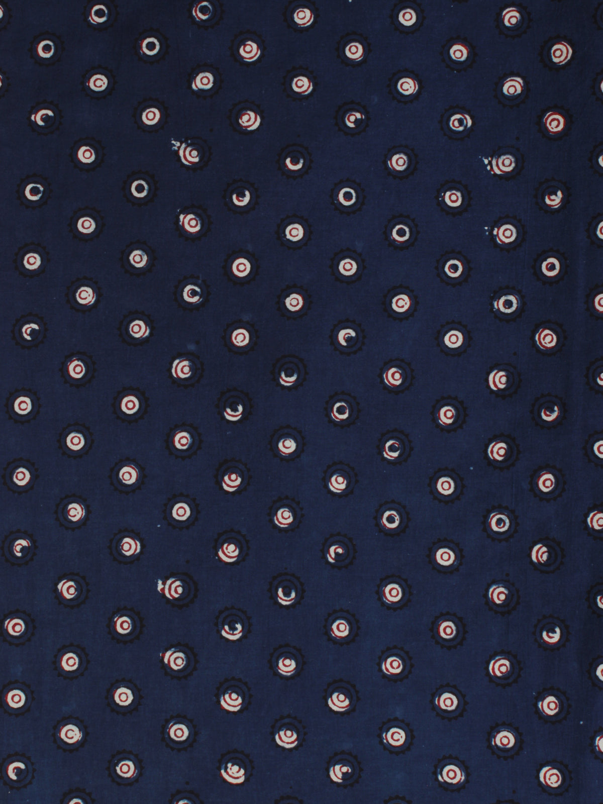 Indigo Ivory Red Ajrakh Hand Block Printed Cotton Fabric Per Meter - F003F2123