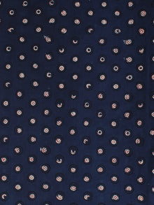 Indigo Ivory Red Ajrakh Hand Block Printed Cotton Fabric Per Meter - F003F2123
