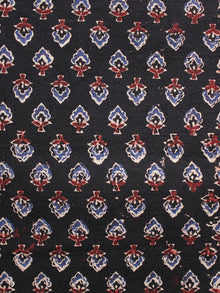 Black Blue Maroon Ivory Ajrakh Hand Block Printed Cotton Blouse Fabric - BPA095