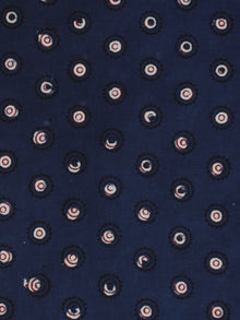 Indigo Ivory Red Ajrakh Hand Block Printed Cotton Fabric Per Meter - F003F2123