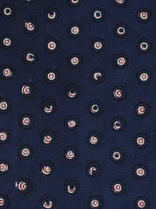 Indigo Ivory Red Ajrakh Hand Block Printed Cotton Fabric Per Meter - F003F2123
