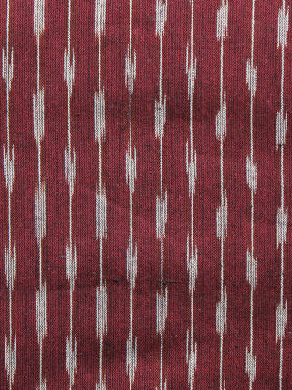 Chocolate Brown Grey Pochampally Hand Woven Ikat Cotton Fabric Per Meter - F002F1474