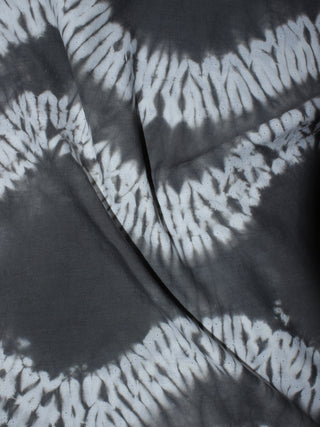 Black White Hand Block Printed Shibori Cotton Cambric Fabric Per Meter - F0916278