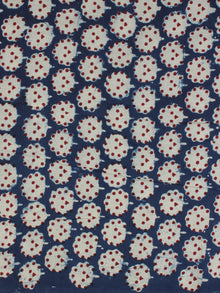 Indigo Ivory Red Ajrakh Hand Block Printed Cotton Fabric Per Meter - F003F2126