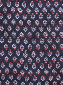 Indigo Blue Maroon White Ajrakh Hand Block Printed Cotton Blouse Fabric - BPA096