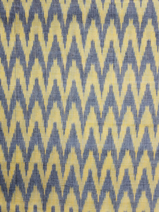 Yellow Grey Pochampally Hand Weaved Ikat Mercerised Fabric Per Meter - F003F1286