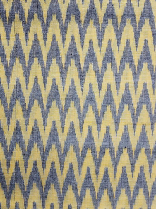 Yellow Grey Pochampally Hand Weaved Ikat Mercerised Fabric Per Meter - F003F1286