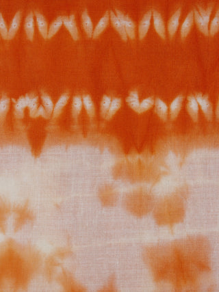 Orange White Hand Block Printed Shibori Cotton Fabric Per Meter - F0916282