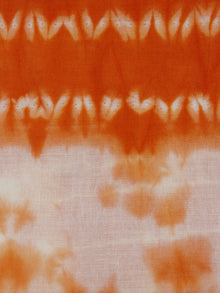 Orange White Hand Block Printed Shibori Cotton Fabric Per Meter - F0916282