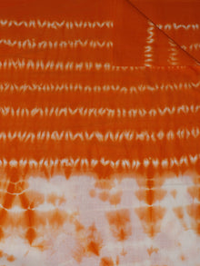 Orange White Hand Block Printed Shibori Cotton Fabric Per Meter - F0916282