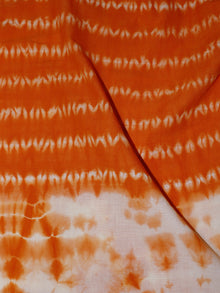 Orange White Hand Block Printed Shibori Cotton Fabric Per Meter - F0916282