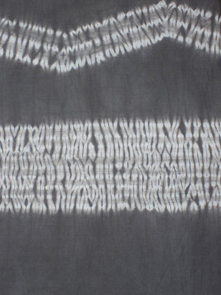 Grey White Hand Block Printed Shibori Cotton Cambric Fabric Per Meter - F0916274