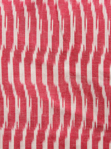Coral Red Ivory Hand Woven Ikat Handloom Cotton Fabric Per Meter - F002F1476