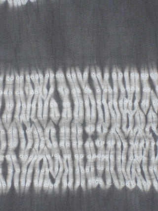 Grey White Hand Block Printed Shibori Cotton Cambric Fabric Per Meter - F0916274