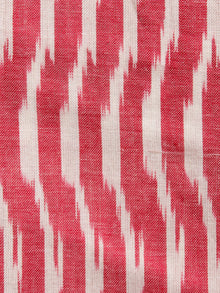 Coral Red Ivory Hand Woven Ikat Handloom Cotton Fabric Per Meter - F002F1476