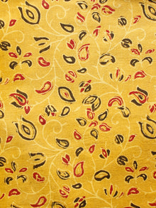 Yellow Red Brown Ajrakh Hand Block Printed Cotton Fabric Per Meter - F003F1650