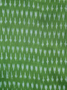 Parrot Green Grey Pochampally Hand Weaved Ikat Mercerised Fabric Per Meter - F002F1477