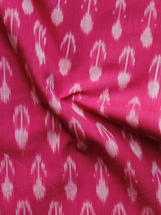 Magenta pink Pochampally Hand Weaved Ikat Mercerised Fabric Per Meter - F003F1283