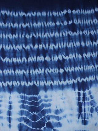 Indigo Ivory Hand Block Printed Shibori Cotton Cambric Fabric Per Meter - F0916293
