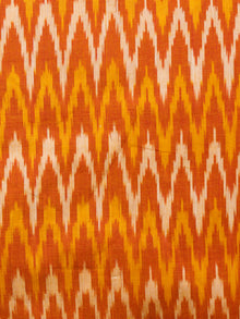 Orange Yellow Ivory Pochampally Hand Weaved Ikat Mercerised Fabric Per Meter - F002F1478