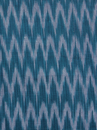 Teal Blue Grey Pochampally Hand Weaved Ikat Mercerised Fabric Per Meter - F003F1288