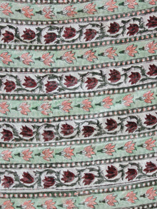 White Green Wine Red Hand Block Printed Cotton Fabric Per Meter - F001F1904