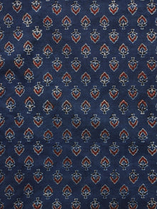 Indigo Maroon Black Ajrakh Hand Block Printed Cotton Blouse Fabric - BPA099