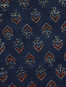 Indigo Maroon Black Ajrakh Hand Block Printed Cotton Blouse Fabric - BPA099