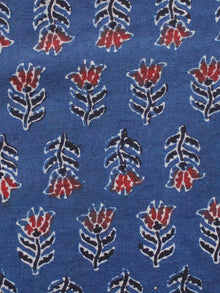Indigo Black Red Ivory Ajrakh Hand Block Printed Cotton Fabric Per Meter - F003F1651