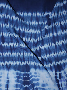 Indigo Ivory Hand Block Printed Shibori Cotton Cambric Fabric Per Meter - F0916293