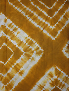 Mustard Yellow White Hand Block Printed Shibori Cotton Cambric Fabric Per Meter - F0916280