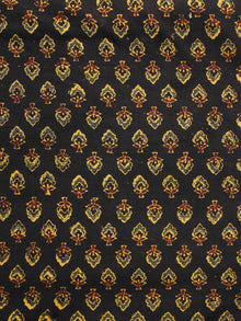 Black Yellow Maroon Ajrakh Hand Block Printed Cotton Blouse Fabric - BPA0100