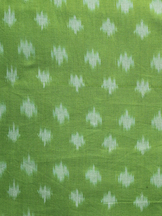 Parrot Green Pochampally Hand Weaved Ikat Mercerised Fabric Per Meter - F003F1290