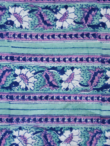 Light Green Lilac White Hand Block Printed Cotton Fabric Per Meter - F001F1900