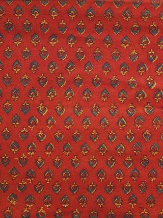 Red Green Yellow Ajrakh Hand Block Printed Cotton Blouse Fabric - BPA0101