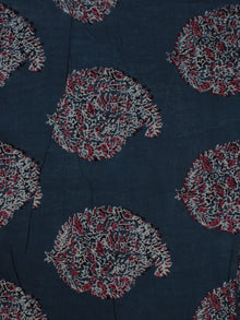 Indigo Maroon Ivory Blue Ajrakh Printed Cotton Fabric Per Meter - F003F869