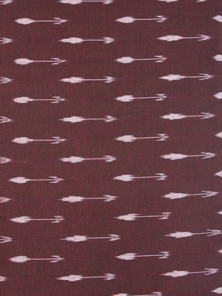 Maroon Ivory Hand Woven Ikat Handloom Cotton Fabric Per Meter - F002F2426