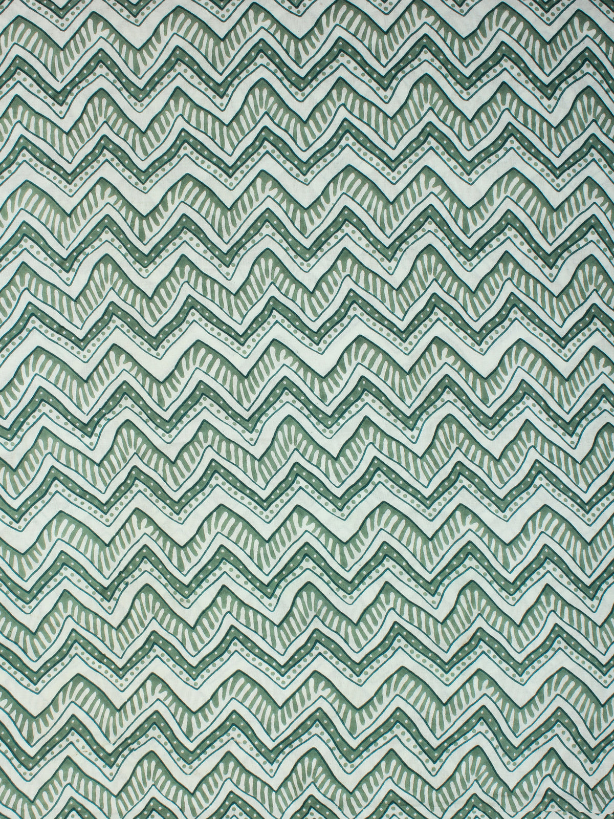 Sage Green White Block Printed Cotton Fabric Per Meter - F001F2247