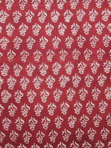 Tomato Red Ivory Hand Block Printed Cotton Fabric Per Meter - F001F1154