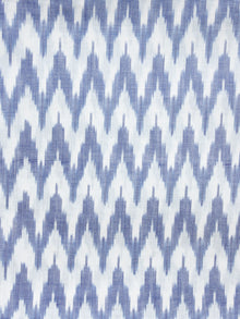 White Steel Blue Hand Weaved Ikat Mercerised  Fabric Per Meter - F002F1409