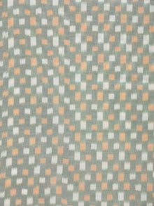 Green Orange White Pochampally Hand Weaved Ikat Mercerised Cotton Fabric Per Meter - F002F1742